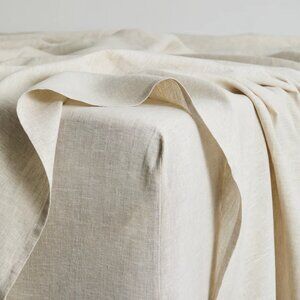 Bed Threads Oatmeal 100% French Flax Linen Fitted Sheet